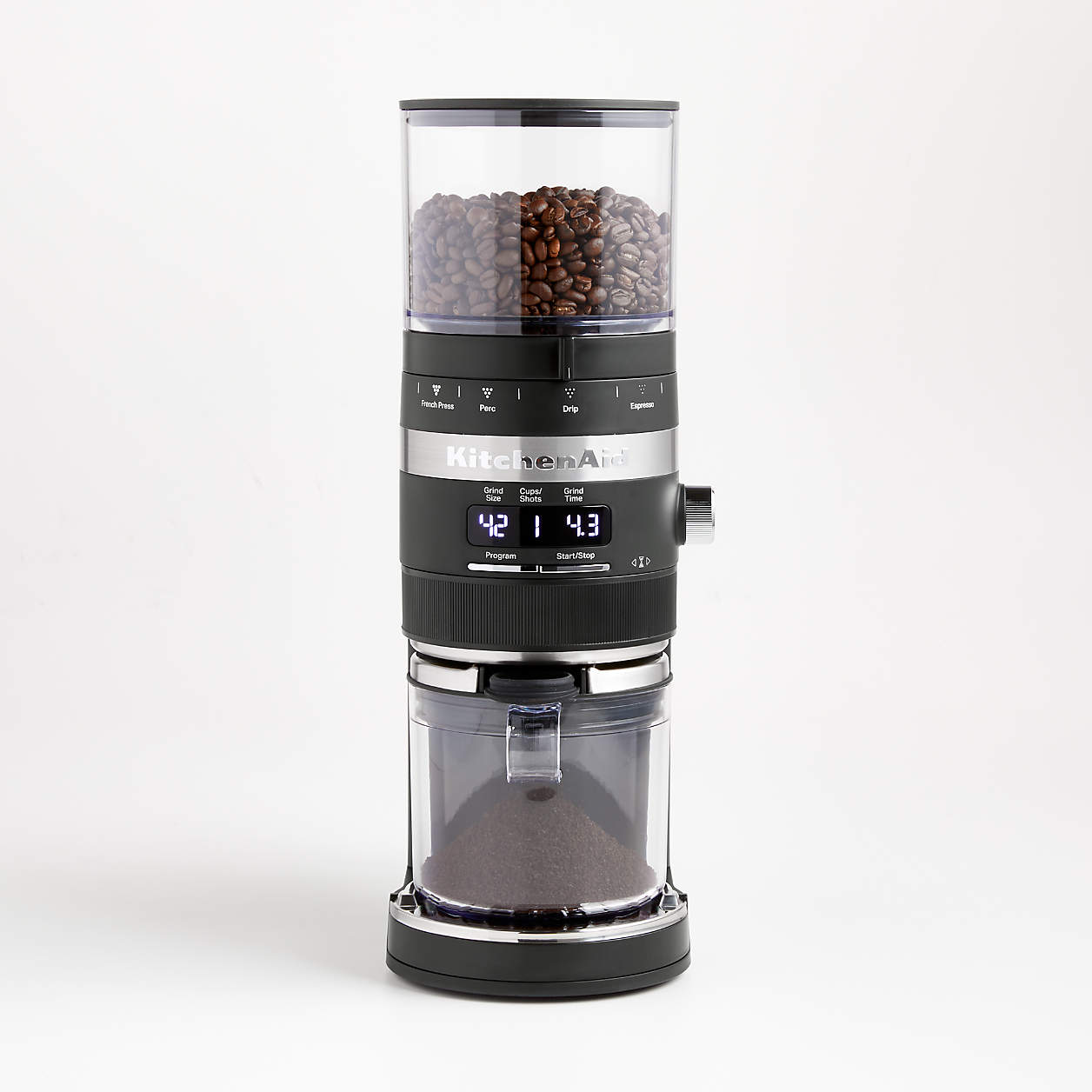 KitchenAid Matte Black Burr Coffee Grinder + Reviews Crate & Barrel