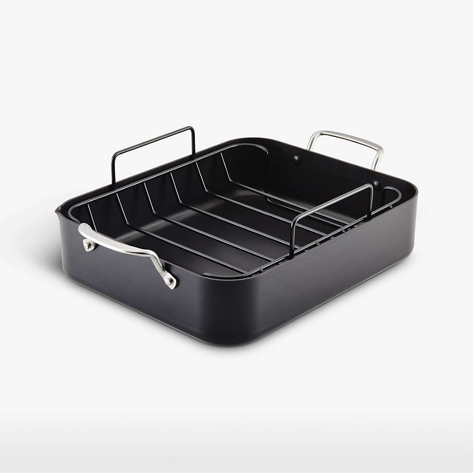 KitchenAid Hard-Anodized Aluminum Non-Stick Roasting Pan with Rack + Reviews | Crate & Barrel