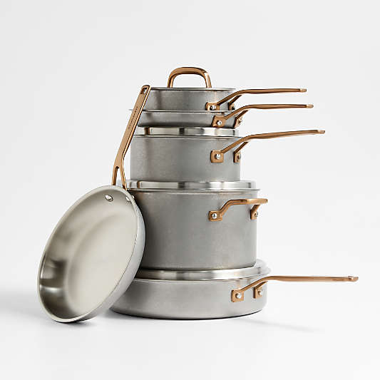 KitchenAid ® Stonewash Stainless Steel 5-Ply Clad 10-Piece Cookware Set