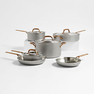View KitchenAid ® Stonewash Stainless Steel 5-Ply Clad 10-Piece Cookware Set details
