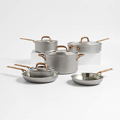 KitchenAid ® Stonewash Stainless Steel 5-Ply Clad 10-Piece Cookware Set