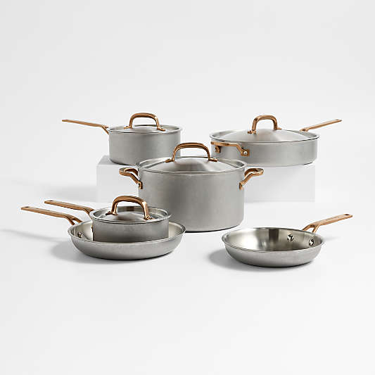 KitchenAid ® Stonewash Stainless Steel 5-Ply Clad 10-Piece Cookware Set