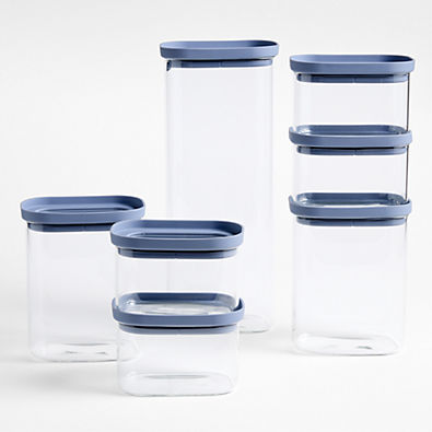 View Crate & Barrel 14-Piece Glass Pantry Storage with Silicone Lids details