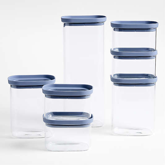 Crate & Barrel 14-Piece Glass Pantry Storage with Silicone Lids