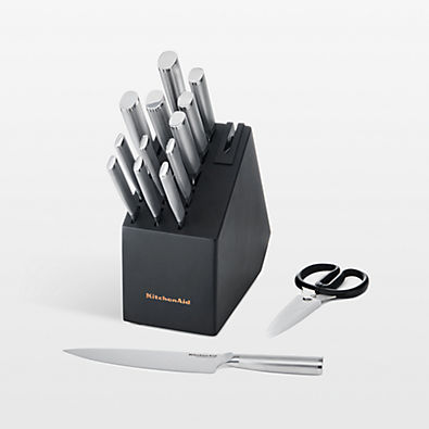View KitchenAid Stainless Steel Slim Two-Toned 15-Piece Knife Block Set details