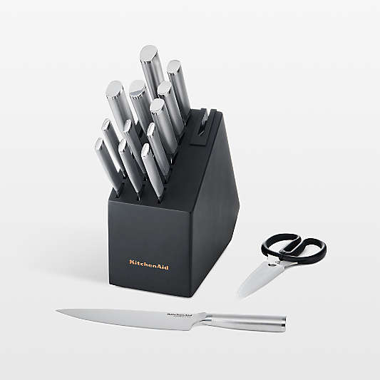 KitchenAid Stainless Steel Slim Two-Toned 15-Piece Knife Block Set