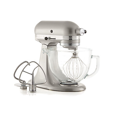 View KitchenAid® Artisan® Design Series 5-Quart Tilt-Head Sugar Pearl Silver Stand Mixer with Glass Bowl details