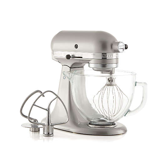 KitchenAid® Artisan® Design Series 5-Quart Tilt-Head Sugar Pearl Silver Stand Mixer with Glass Bowl