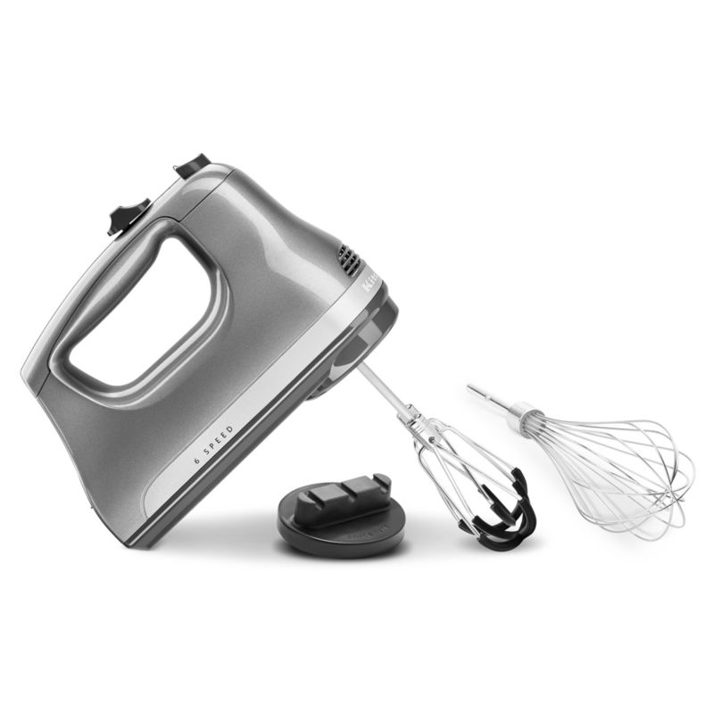 KitchenAid 6Speed Contour Silver Electric Hand Mixer with Flex Edge Beaters + Reviews Crate