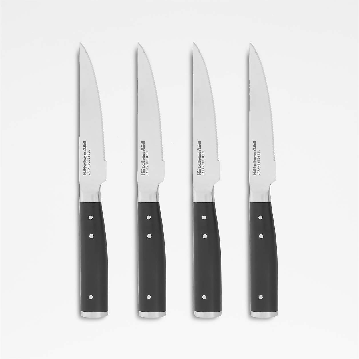 KitchenAid Gourmet 4Piece Black Steak Knife Set Crate & Barrel