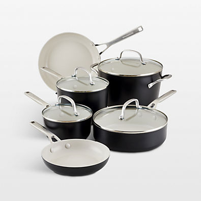View KitchenAid ® Matte Black Hard-Anodized Ceramic Non-Stick 10-Piece Cookware Set details