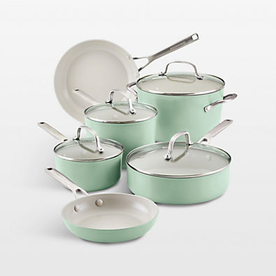 View KitchenAid ® Pistachio Hard-Anodized Ceramic Nonstick 10-Piece Cookware Set details