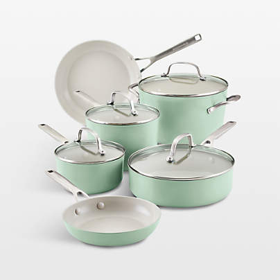 KitchenAid ® Pistachio Hard-Anodized Ceramic Non-Stick 10-Piece Cookware Set