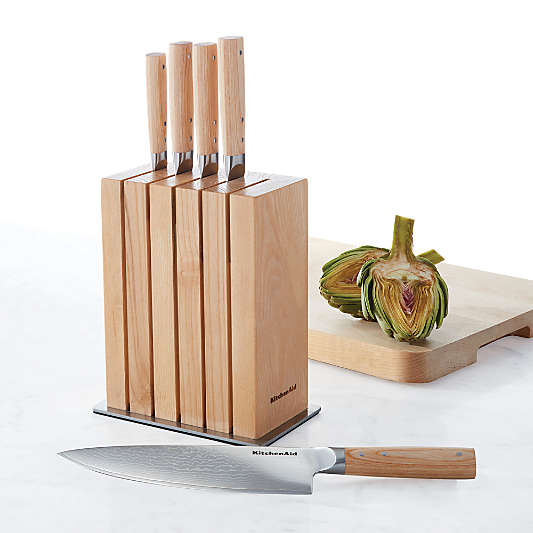 KitchenAid ® Premier 6-Piece Ash Wood Knife Block Set