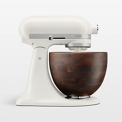 View KitchenAid ® Artisan Series Porcelain White 5-Quart Tilt-Head Stand Mixer with Walnut Bowl details