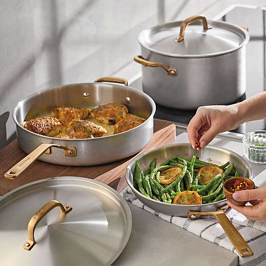 KitchenAid ® Stonewash Stainless Steel 5-Ply Clad 10-Piece Cookware Set