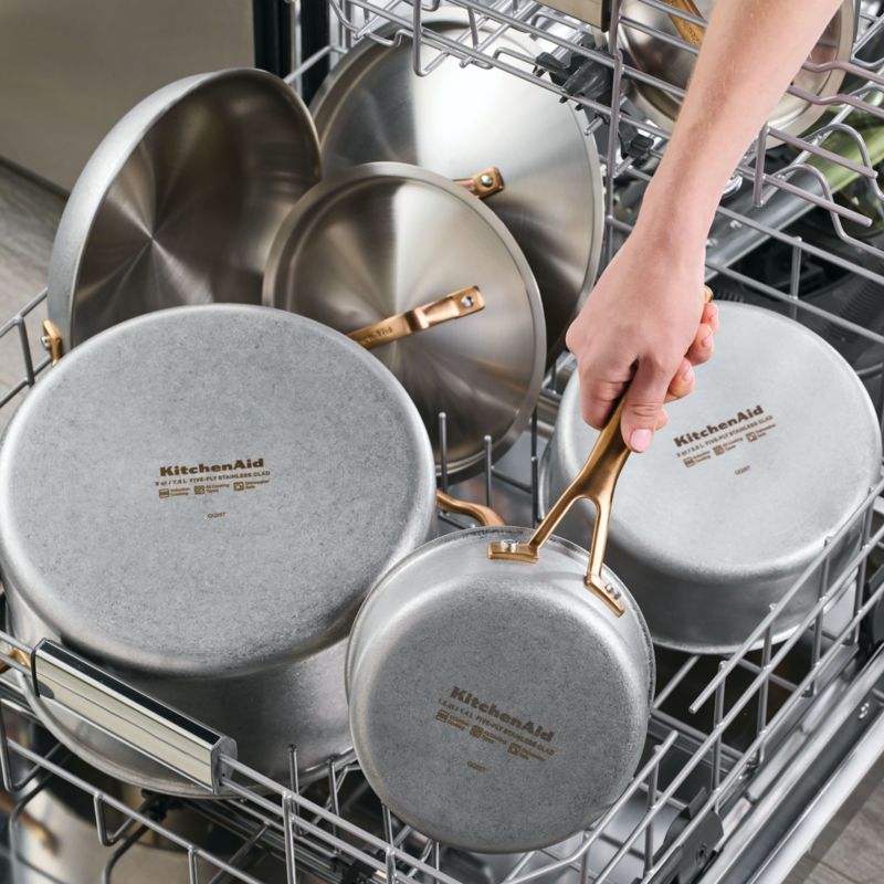 KitchenAid ® Stonewash Stainless Steel 5-Ply Clad 10-Piece Cookware Set - image 4 of 10