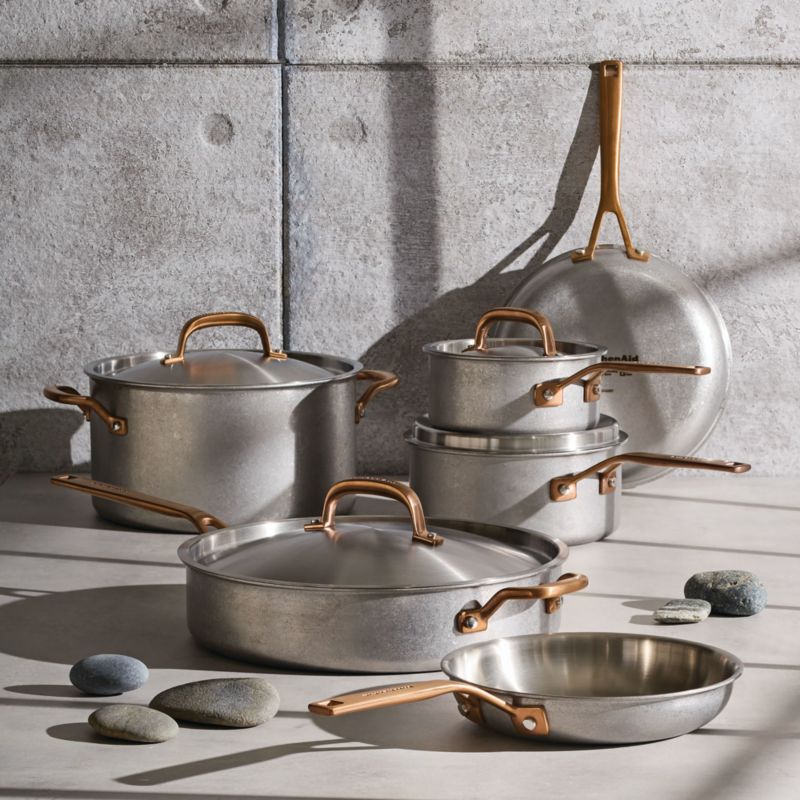 KitchenAid ® Stonewash Stainless Steel 5-Ply Clad 10-Piece Cookware Set - image 3 of 10