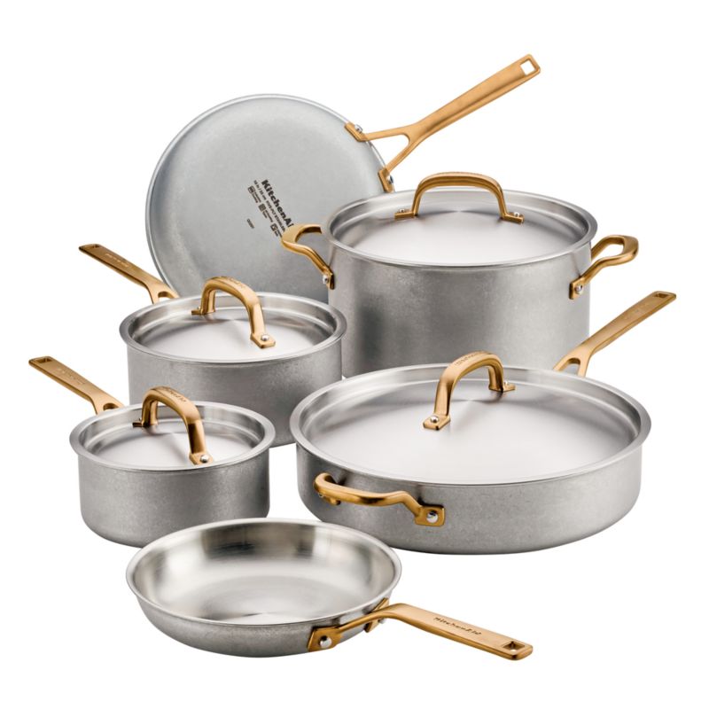 KitchenAid ® Stonewash Stainless Steel 5-Ply Clad 10-Piece Cookware Set - image 8 of 10