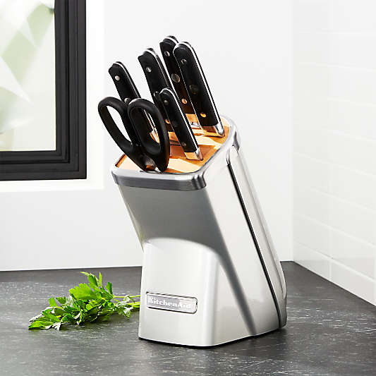 KitchenAid ® Professional Series 7-Piece Sugar Pearl Silver Knife Block Set