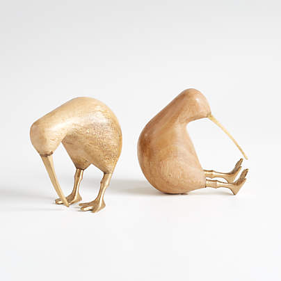 Natural Kiwi Bird, Set of 2