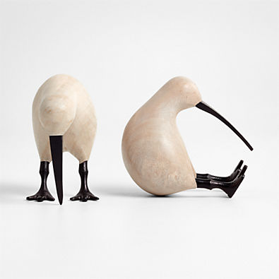 View White Wood Kiwi Bird, Set of 2 details