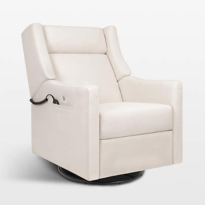 Babyletto Kiwi Deluxe Cream Nursery Electronic Swivel Glider Power Recliner with Heat Massage