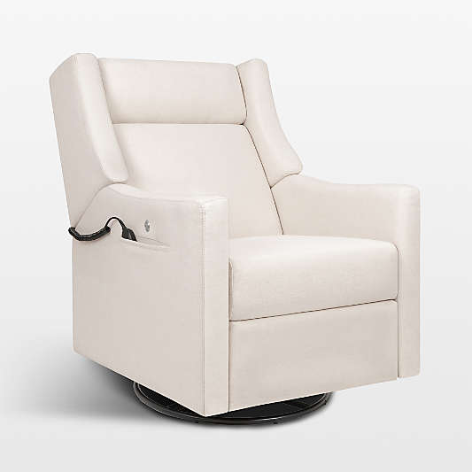 Babyletto Kiwi Deluxe Cream Nursery Electronic Swivel Glider Power Recliner with Heat Massage