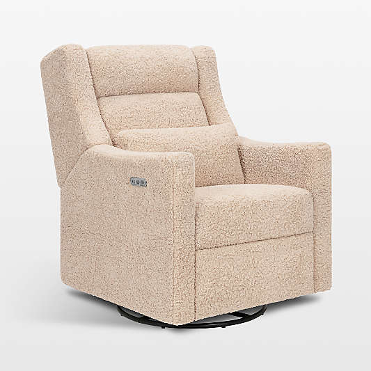 Babyletto Kiwi Plus Chai Shearling Nursery Electronic Swivel Glider Power Recliner with Adjustable Headrest