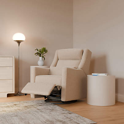 Babyletto Kiwi Plus Chai Shearling Nursery Electronic Swivel Glider Power Recliner with Adjustable Headrest