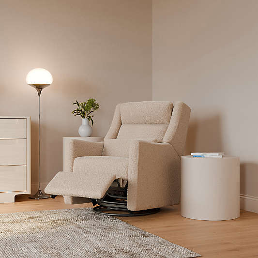 Babyletto Kiwi Plus Chai Shearling Nursery Electronic Swivel Glider Power Recliner with Adjustable Headrest
