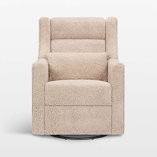 Babyletto Kiwi Plus Chai Shearling Nursery Electronic Swivel Glider Power Recliner with Adjustable Headrest