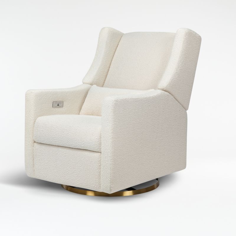 Babyletto Kiwi Ivory Boucle Nursery Power Recliner Chair with Gold