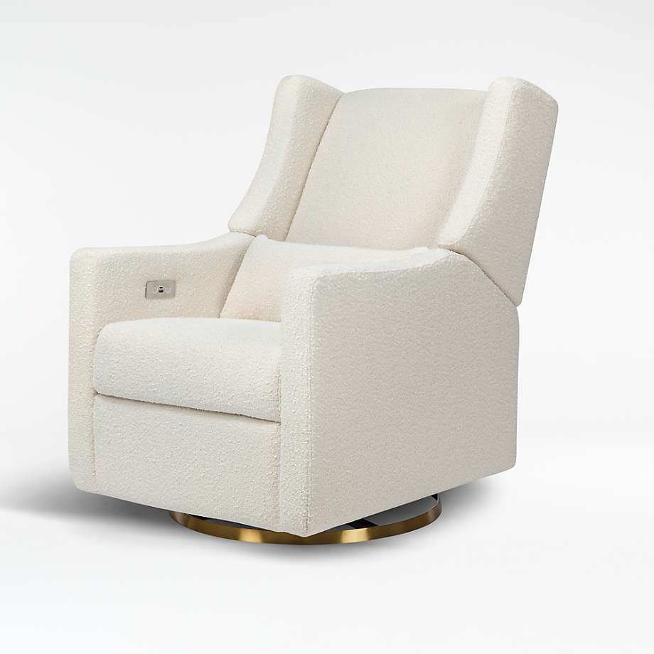 Babyletto Kiwi Ivory Boucle Power Recliner with Gold Base (Open Larger View)