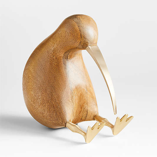 Extra-Large Brown Natural Wood Kiwi Bird