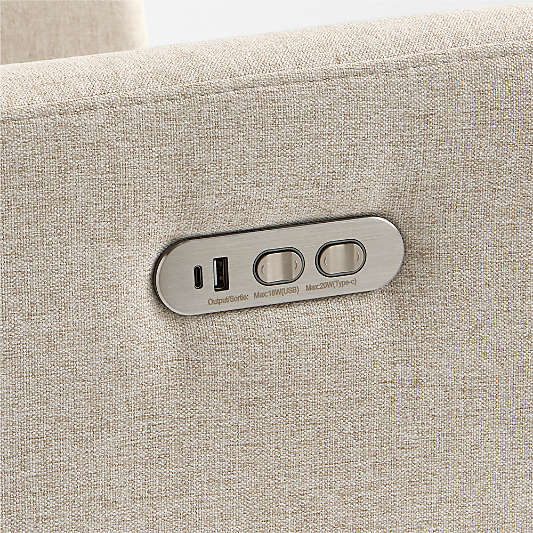 Babyletto Kiwi Plus Beach Tan Nursery Electronic Swivel Glider Power Recliner with Adjustable Headrest
