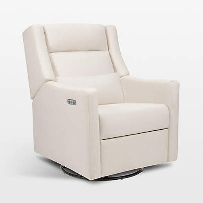 Babyletto Kiwi Plus Cream Nursery Electronic Swivel Glider Power Recliner with Adjustable Headrest