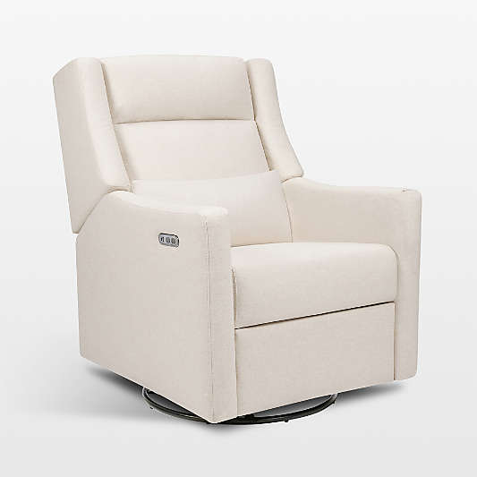 Babyletto Kiwi Plus Cream Nursery Electronic Swivel Glider Power Recliner with Adjustable Headrest