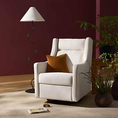 Babyletto Kiwi Plus Cream Nursery Electronic Swivel Glider Power Recliner with Adjustable Headrest