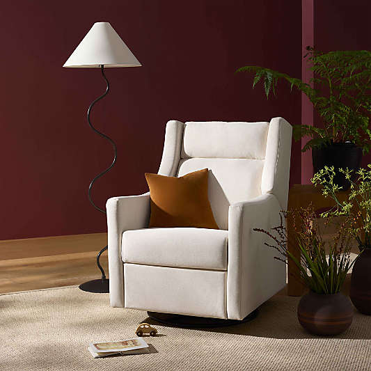 Babyletto Kiwi Plus Cream Nursery Electronic Swivel Glider Power Recliner with Adjustable Headrest