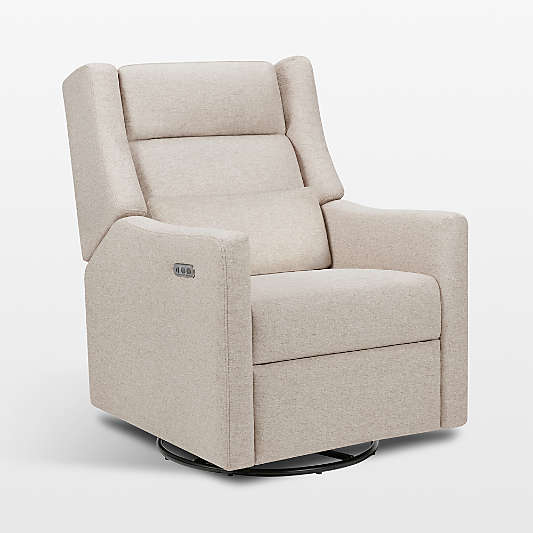 Babyletto Kiwi Plus Beach Tan Nursery Electronic Swivel Glider Power Recliner with Adjustable Headrest