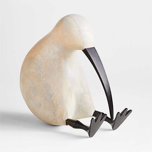 Extra-Large White Wood Kiwi Bird