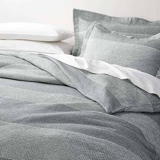 Kiyomi King Grey Striped Duvet Cover