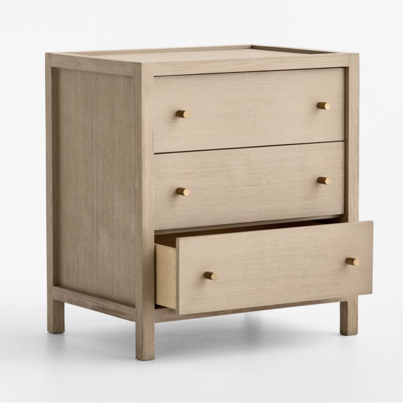 Keane 26" Weathered Natural Solid Wood 3-Drawer Charging Nightstand - image 2 of 10