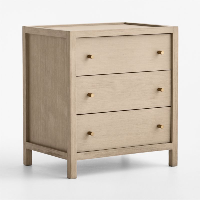 Keane 26" Weathered Natural Solid Wood 3-Drawer Charging Nightstand - image 1 of 10