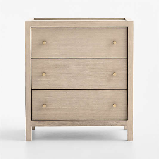 Keane 26" Weathered Natural Solid Wood 3-Drawer Charging Nightstand
