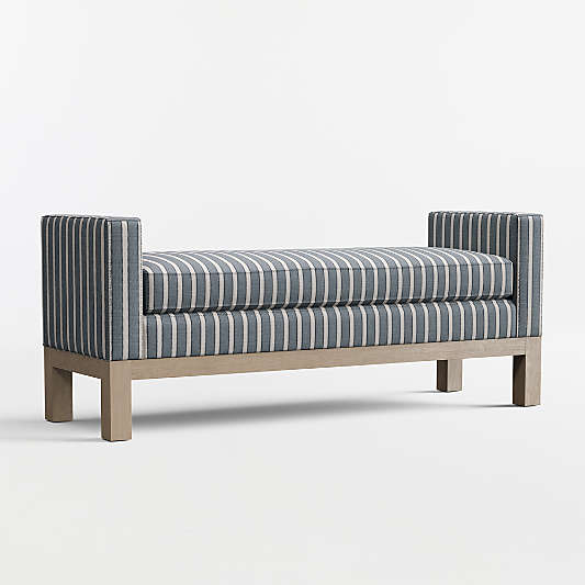 Keane Weathered Natural Wood Upholstered Bench (54"-70")