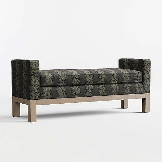 Keane Weathered Natural Wood Upholstered Bench (54"-70")