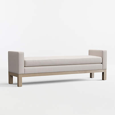 Keane 70" Weathered Natural Wood Upholstered Bench
