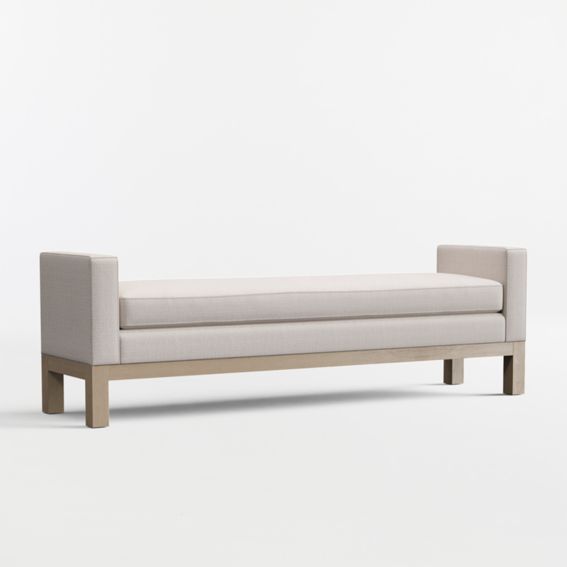 Viewing product image Keane 54" Weathered Natural Wood Upholstered Bench - image 1 of 8